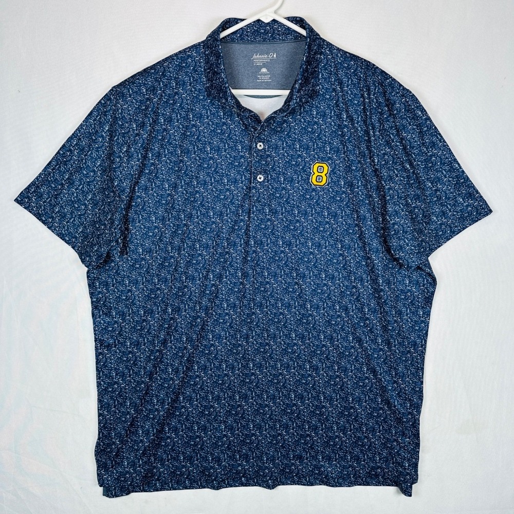 Johnnie-O Mens XL Golf Performance Polo Shirt Blue Beach Print Sun Protection 8 - Picture 2 of 10